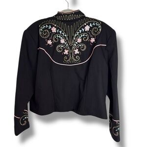 Vintage BMW Designs Floral Embroidered Cropped Western Wool Jacket Size XL